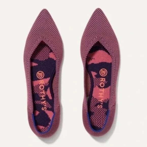 Rothy's The Point Rose Double Stitch Point Toe Slip On Knit Flats - Picture 3 of 15